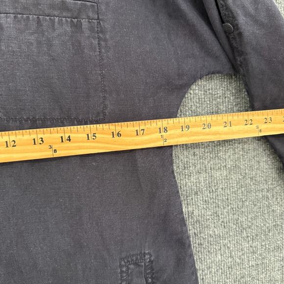 Eileen Fisher Organic Linen Shift Dress Womens Small Navy Button Front Minimal - Picture 11 of 14